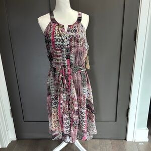 One World Stylish Pink Patterned Dress Size XL